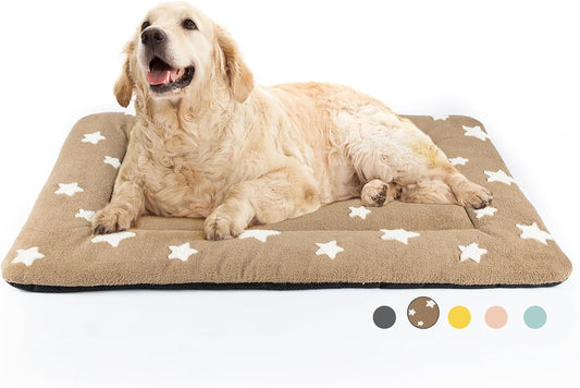 Mora Pets Dog Crate Pad Dog Kennel Bed Crate Mat for Large Dogs Washable Cute Star Pet Bed for Cage Ultra Soft Flat Pillow Cushion for Cozy Sleeping Anti-Slip Brown 42 x 27 - Pet Explorer