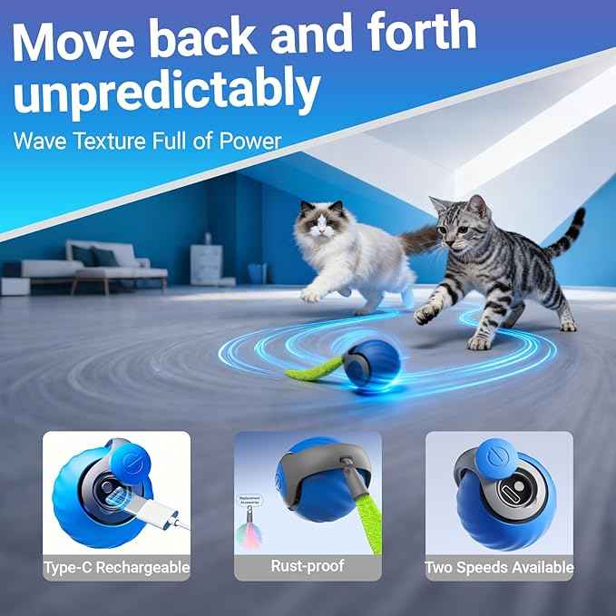 Interactive Cat Toys, Fast Rolling Toy Ball in Round Cat Tunnel, Automatic Cat Toy for Indoor Cats, Cat Hunting Toys for Indoor Cats