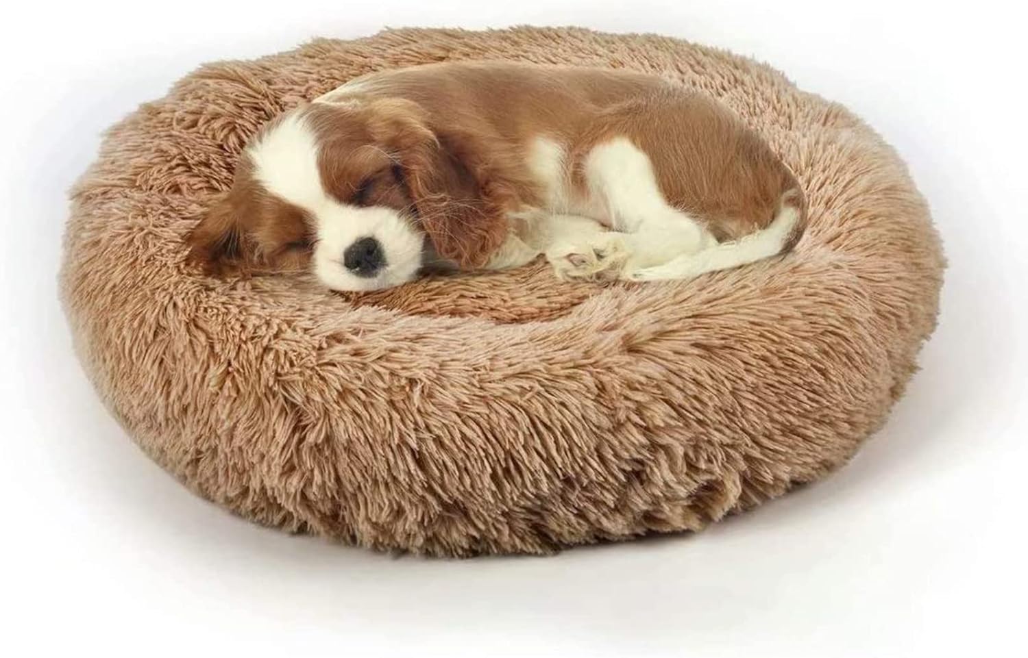 Dog Bed, Cat Calming Bed, Faux Fur Pillow Pet Donut Cuddler Round Plush Bed for Large Medium Small Dogs and Cats - Pet Explorer