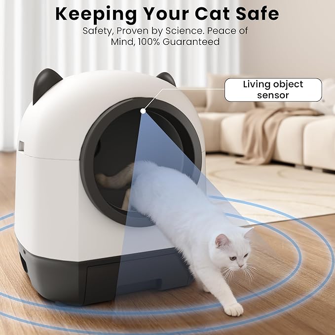 Realbear Automatic Cat Litter Box Self Cleaning Litter Box Large Capacity for Multiple Cats, App Control with Safety Sensors, Includes Scent Cartridge & 2 Roll Garbage Bags