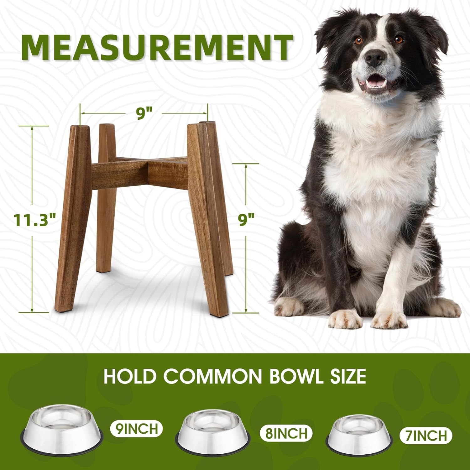 Solid Acacia Hardwood Elevated Dog Bowl Stand, Raised Feeder for Medium & Large Dogs, Fits up to 9″ Bowls, Improves Posture and Reduces Neck Strain, Stand Only - Pet Explorer