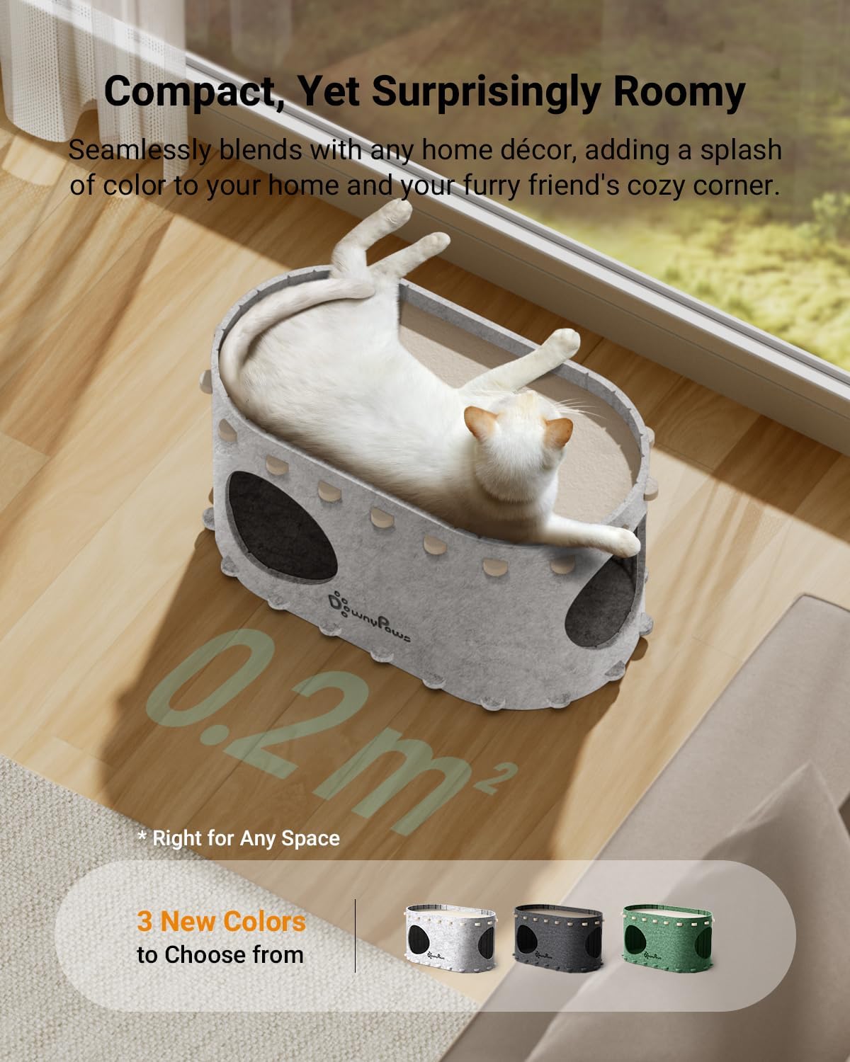 DownyPaws Cat House for Indoor Cats, Cat Bed Cave for Multiple & Large Cats Up to 22 Lbs, Scratch Resistant Peekaboo Cat Caves, Foldable Tunnel Enclosed Bed, PeekaPurr, Marble - Pet Explorer