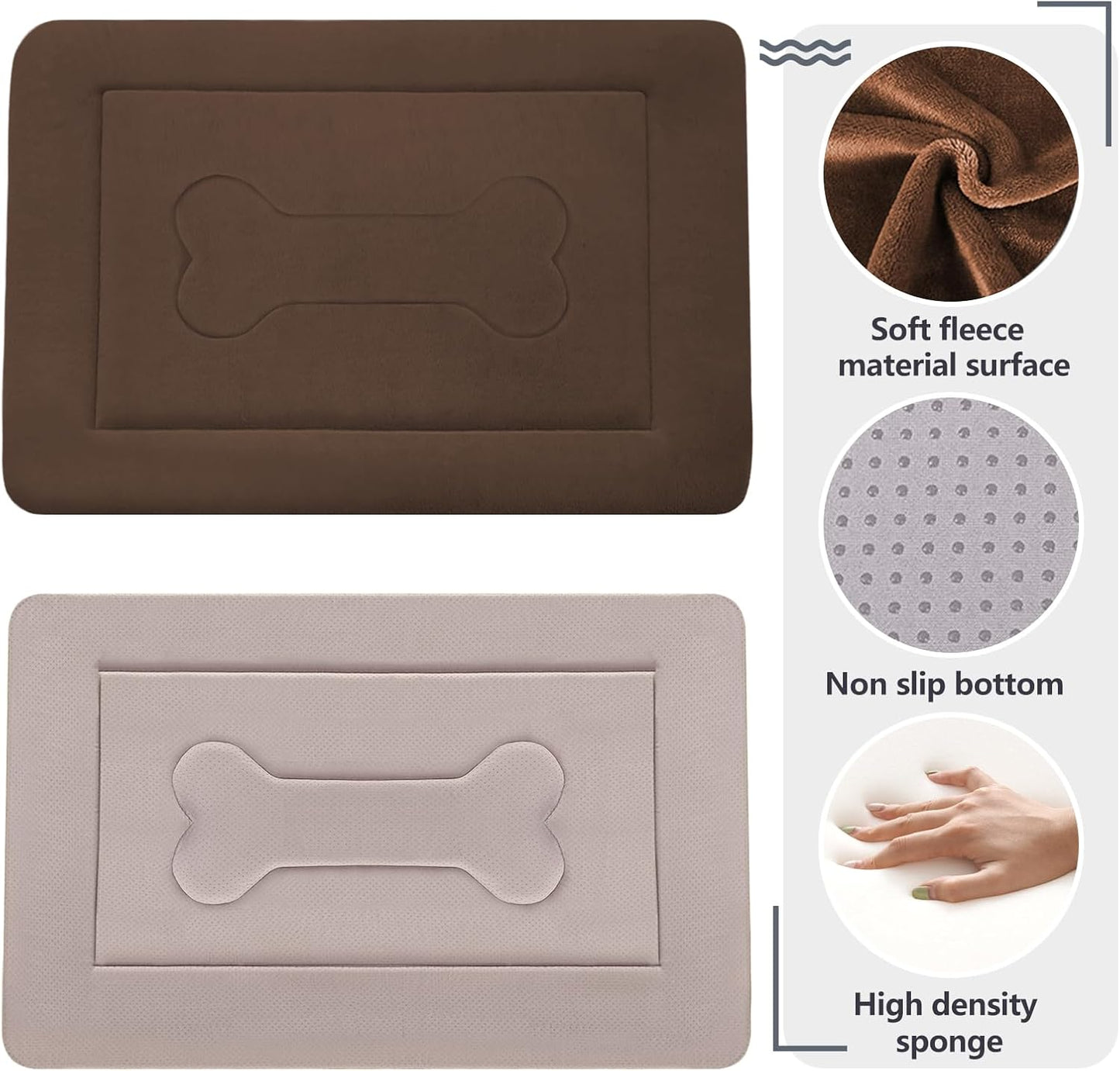 JoicyCo Large Dog Bed Soft Dog Crate Pad Mat, 42 in Non-Slip Bottom Washable Dog Sleeping Mattress Pet Beds Cat Bed Kennel Pad, Dark Brown - Pet Explorer