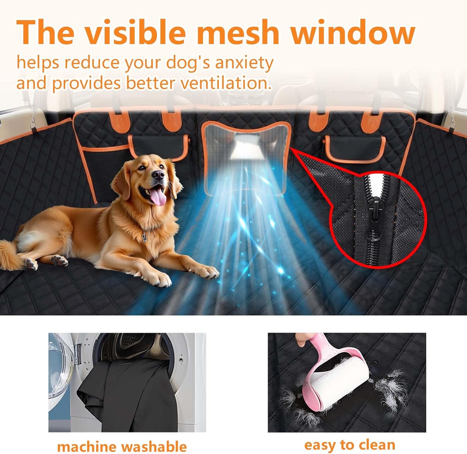 Back Seat Extender for Dogs,Dog Car Seat Cover for Back Seat with Hard Bottom Holds 500 lbs,Car Seat Protector,Waterproof Extender for Dogs,Dog Hammock,600D Nonslip,Pet Bed for Cars,SUVs, Small Trucks - Pet Explorer