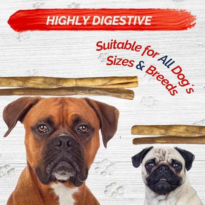 Natural Collagen Sticks for Dogs 12 Pack - 12 Inches Long-Lasting Alternative to Bully Sticks, Rawhide-Free Collagen Chews w/Chondroitin & Glucosamine for Joint Support & Dental Health