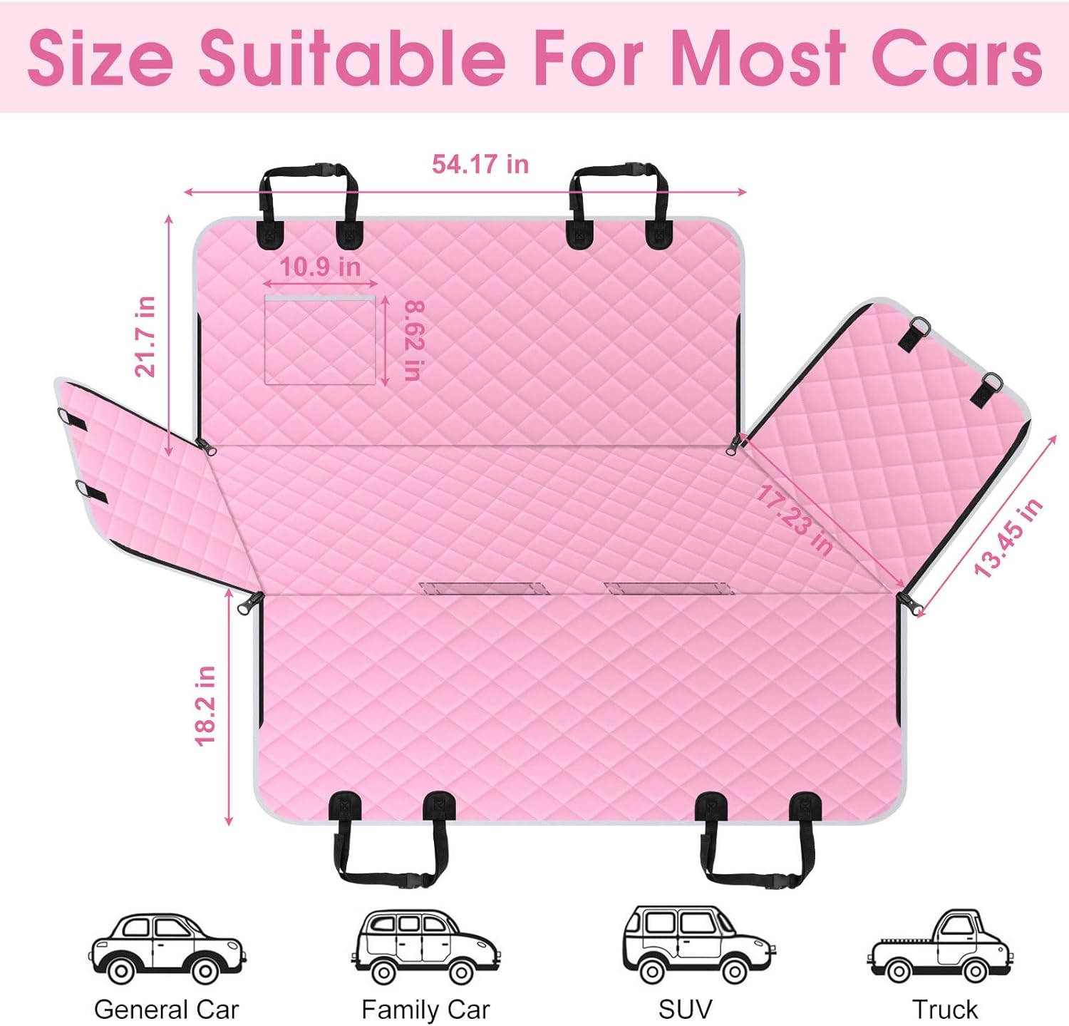 Waterproof Dog Car Seat Cover for Back Seat - Durable, Scratch Proof Pet Hammock with Nonslip Design & Storage Pockets, Fits Cars, SUVs, Trucks - S, Pink/Grey - Pet Explorer