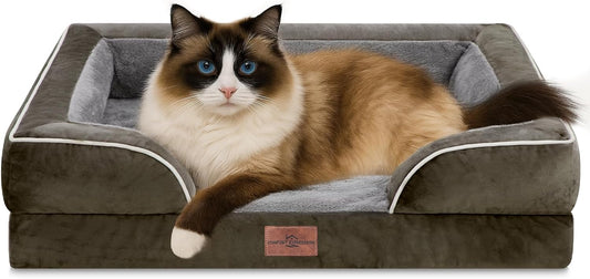 Comfort Expression Small Dog Beds Waterproof Cat Beds Orthopedic Foam Sofa Beds for Small Dogs Comfy Pet Bed with Washable Removable Cover & Non-Slip Bottom(XX-Small,Dark Green) - Pet Explorer