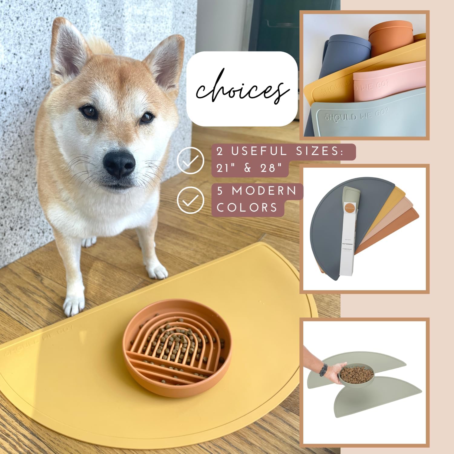 Waterproof Silicone Pet Food Mat - Non-Slip Spill-Proof Feeding Mats for Floors, Raised Edge Design Easy-to-Clean Rubber Mat for Dog & Cat Bowls, 28" Across x 14" Deep, Large-Terracotta - Pet Explorer