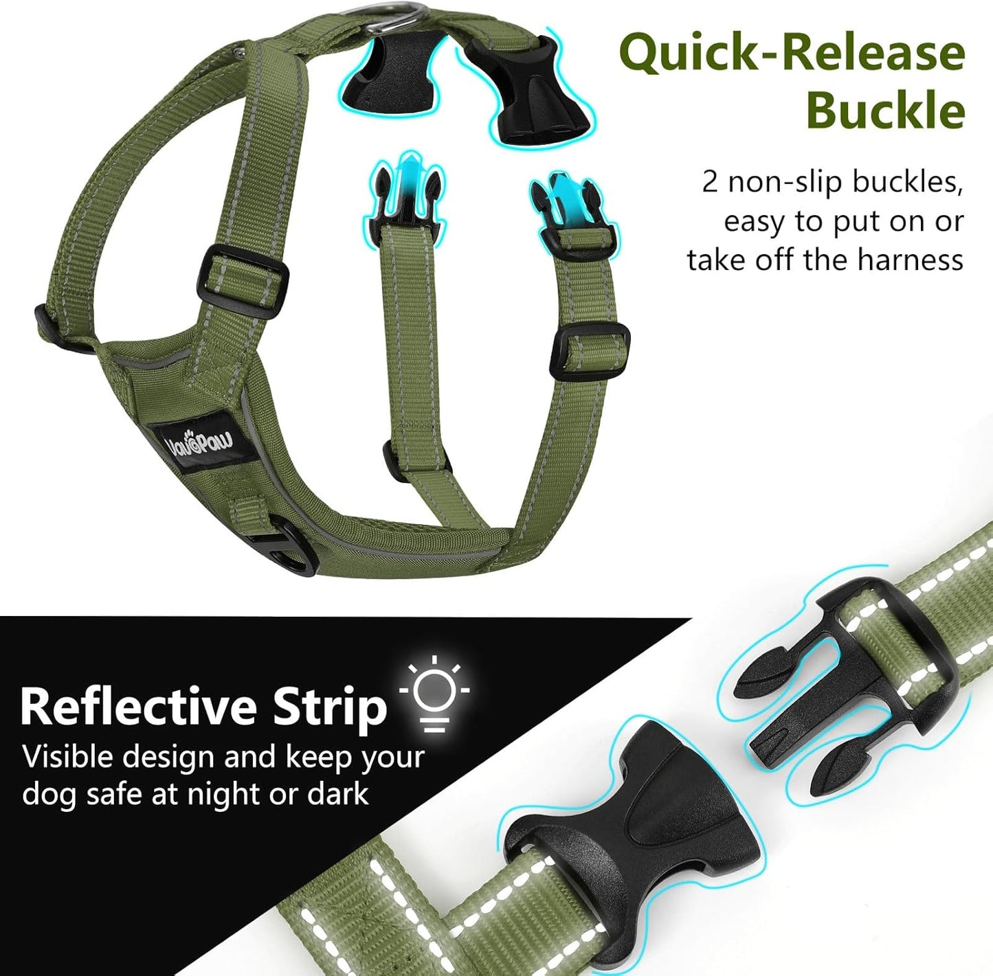 Dog Seat Belt Harness for Car, Dog Car Harness Adjustable Mesh Breathable & Dogs Seatbelt Safety Tether with Elastic Bungee for Small Medium Large Pets(Army Green, S) - Pet Explorer