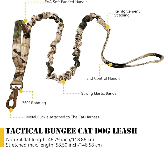 Tactical Cat Harness and Leash for Walking Escape Proof, Adjustable Military K9 Pet Vest Harness Easy Control for Large Cat, Puppy and Small Dog (Camo)