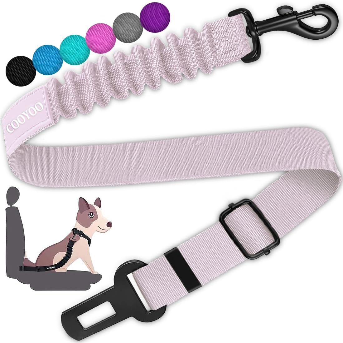 COOYOO Dog Seat Belt,Retractable Dog Car Harness Seat Belt for Car Adjustable Nylon Pet Safety Seat Belts Heavy Duty & Elastic Bungee Buffer - Pet Explorer