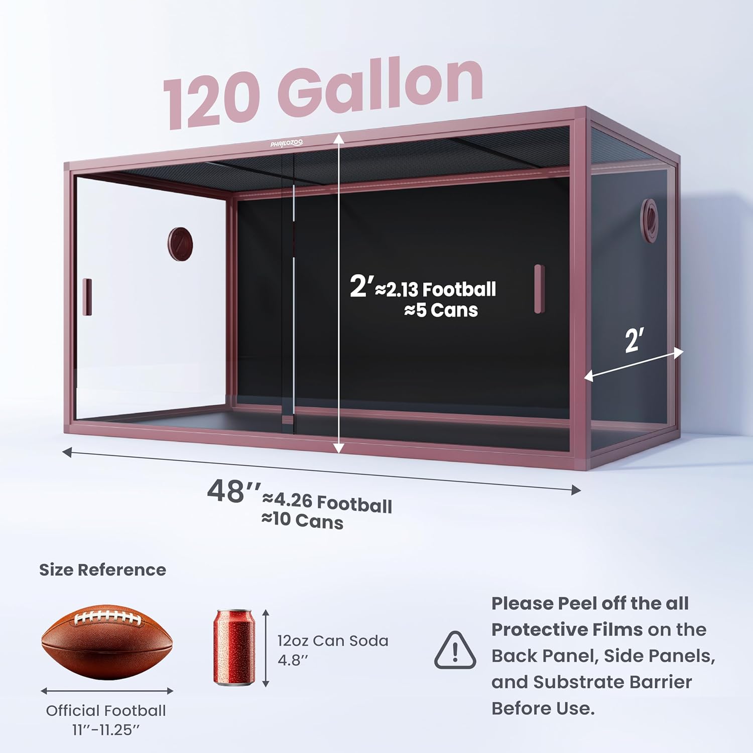 120 Gallon Reptile Terrarium, 48" x 24" x 24" Reptile Enclosure with Sliding Door Top Screen Ventilation,Blue Tongue Skink Tank for Easy Maintenance - Pet Explorer