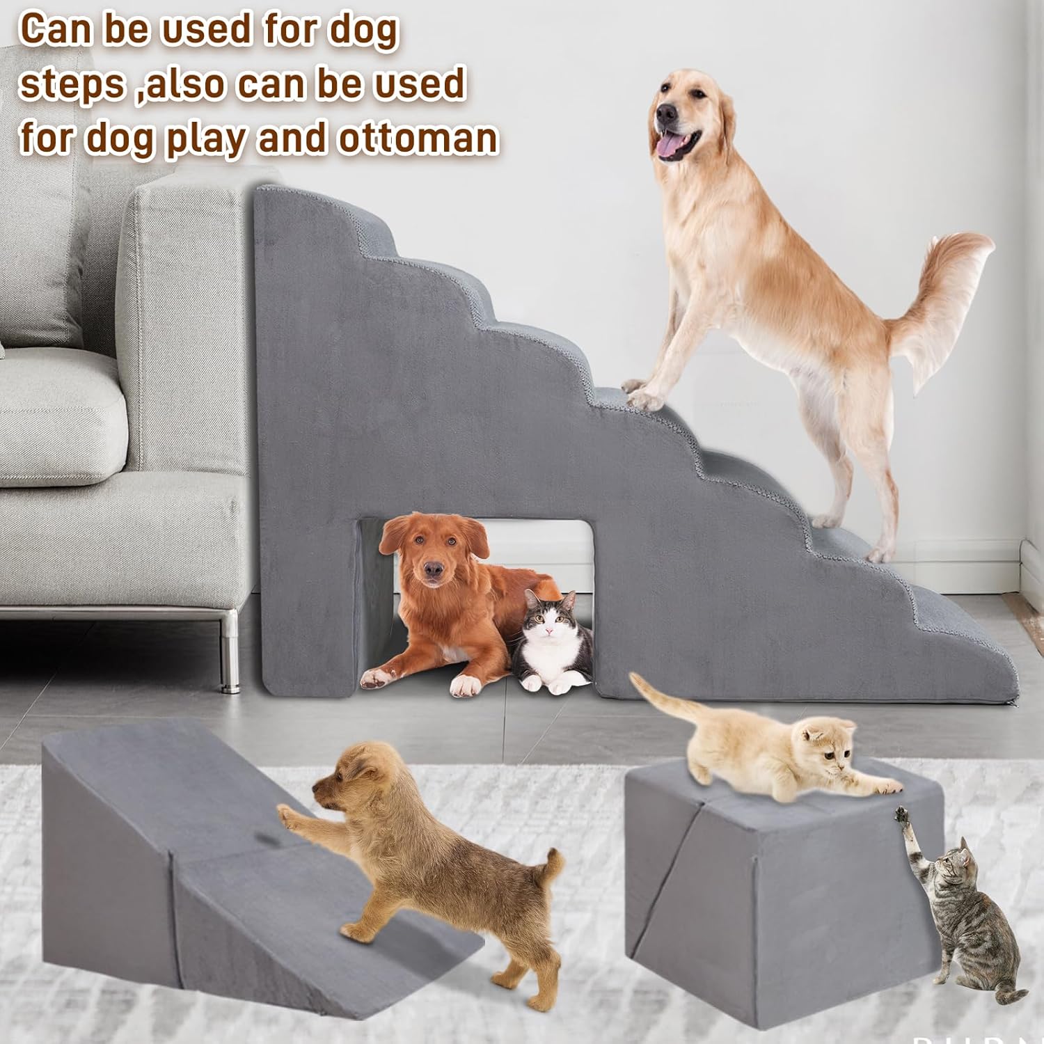 Dog Stairs & Steps for High Beds 30-36 inches High Tall, LitaiL 33inch 7 Steps Pet Stairs/Steps for High Beds Small Large Dogs, Non-Slip Dog Ramps/Ladder for Old Dogs/Cats - Pet Explorer