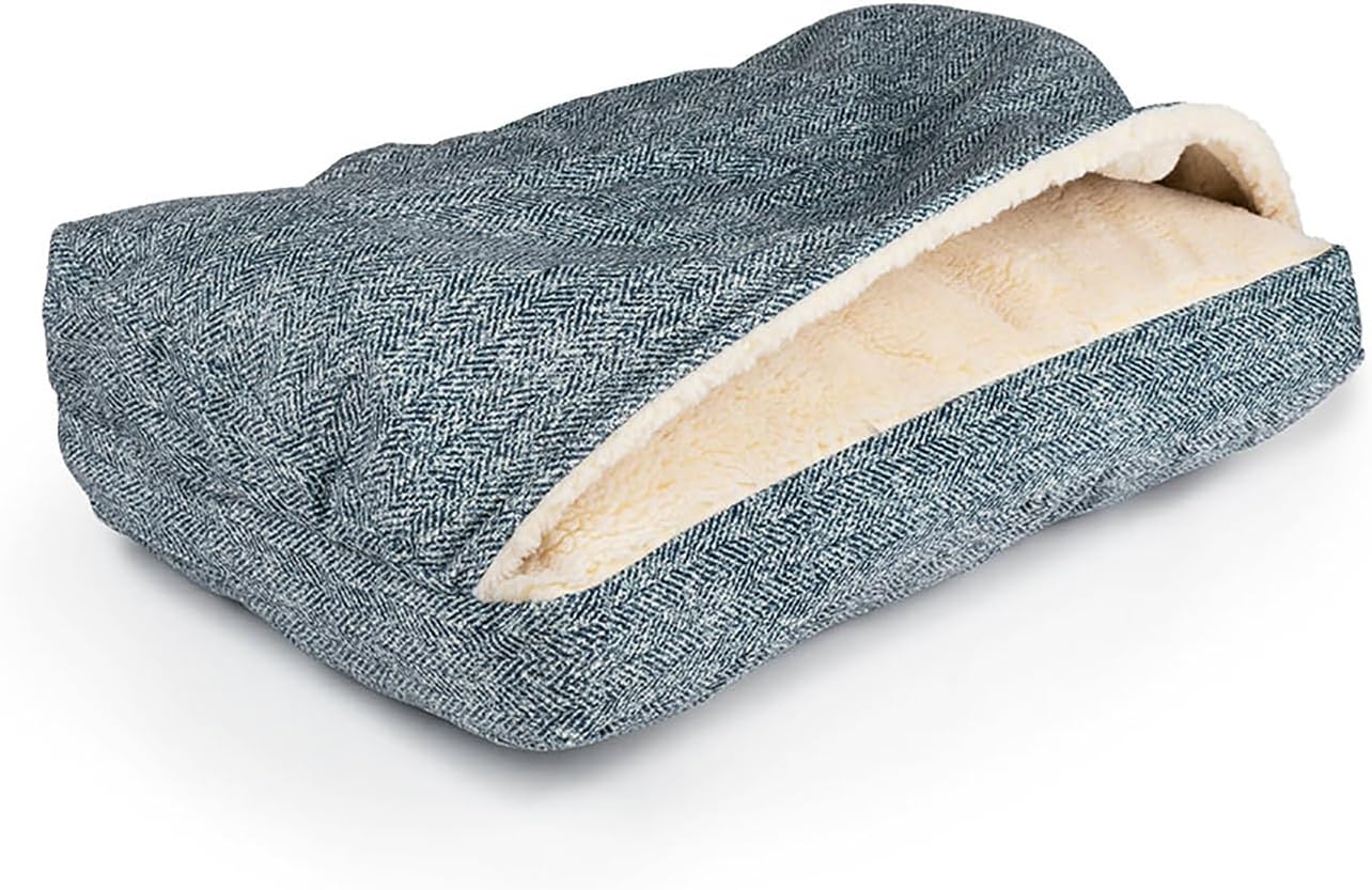 Snoozer Pet Products Luxury Rectangle Cozy Cave Dog Bed with Microsuede, Showdog Collection, Medium, Palmer Indigo - Pet Explorer