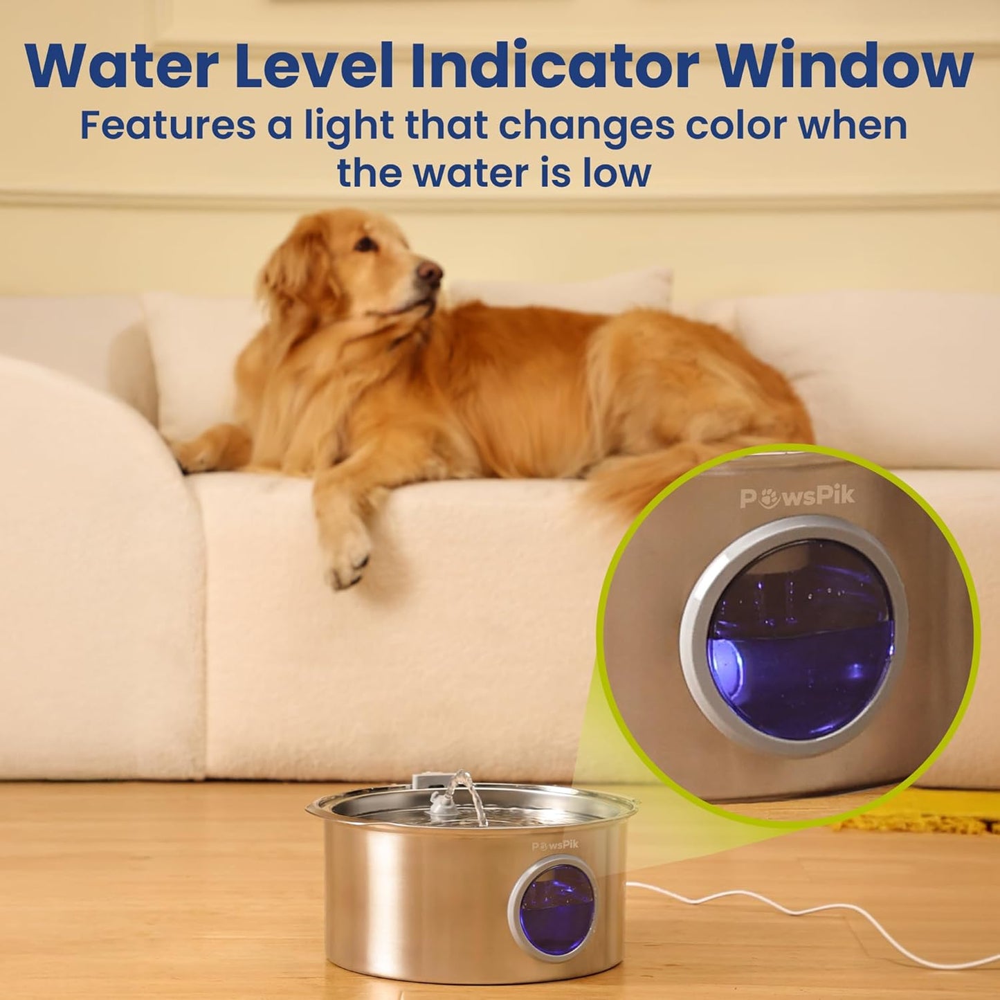 Ultra-Quiet Stainless Steel Dog Water Fountain, 1.8-gal - Pet Explorer