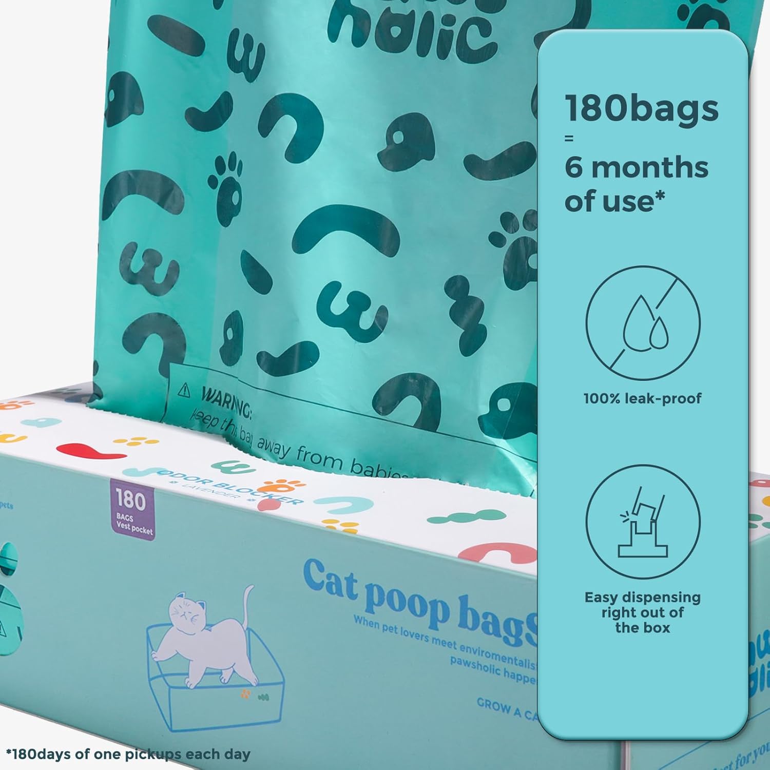 Cat Litter Bags Biodegradable 100% Leak-Proof Cat Poop Bags with Handle, 360 Counts, Cornstarch Based Extra Thick, Easy Tie Pet Waste Pick Up Bag (Lavender Scented) - Pet Explorer