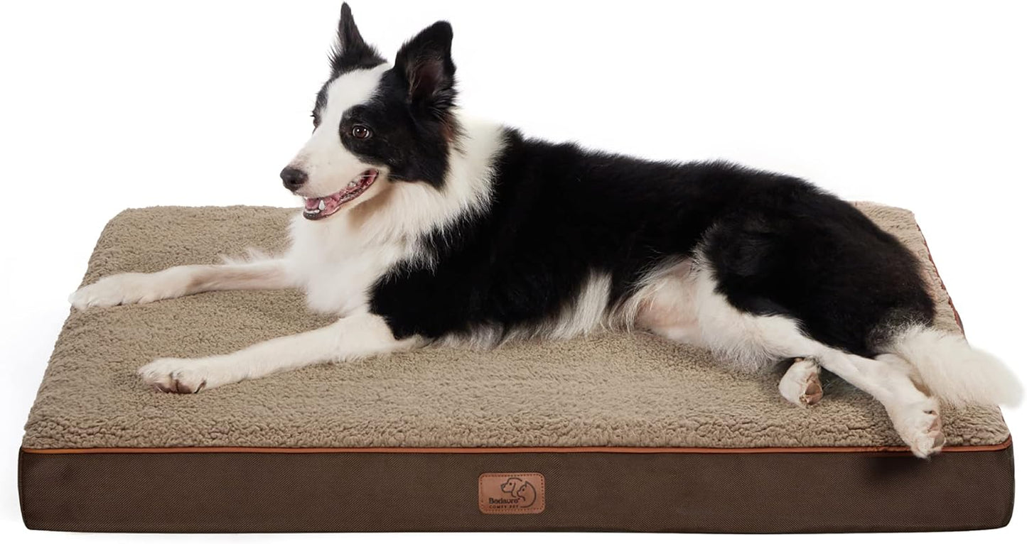Bedsure Dog Beds Large Sized Dog - Orthopedic Flat Pet Beds with Removable Washable Cover, Egg Crate Foam Puppy Mat, Suitable for Pet Up to 65 lbs - Pet Explorer