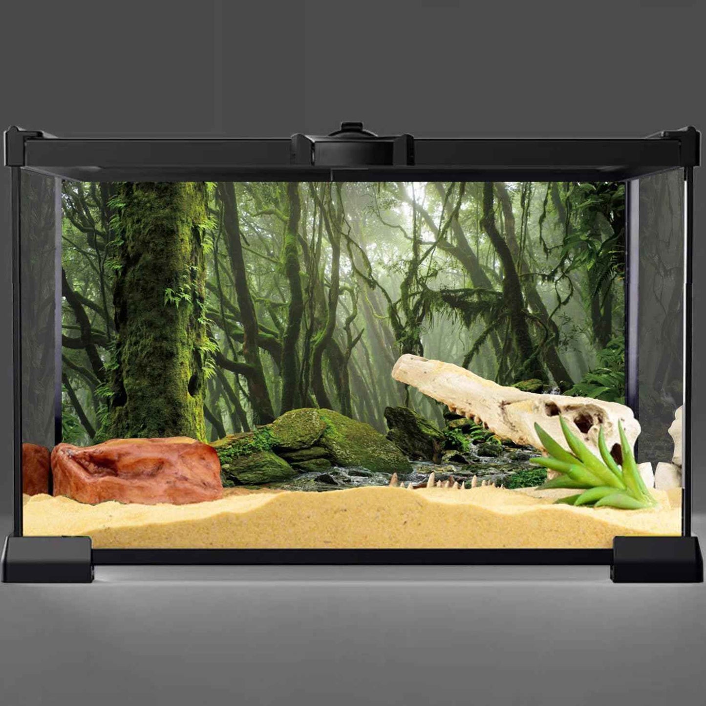 AWERT Foggy Forest Terrarium Background Stream Green Huge Tree Reptile Habitat Background Tropical Rainforest Aquarium Background 36x24 inche36x24in90x60cm