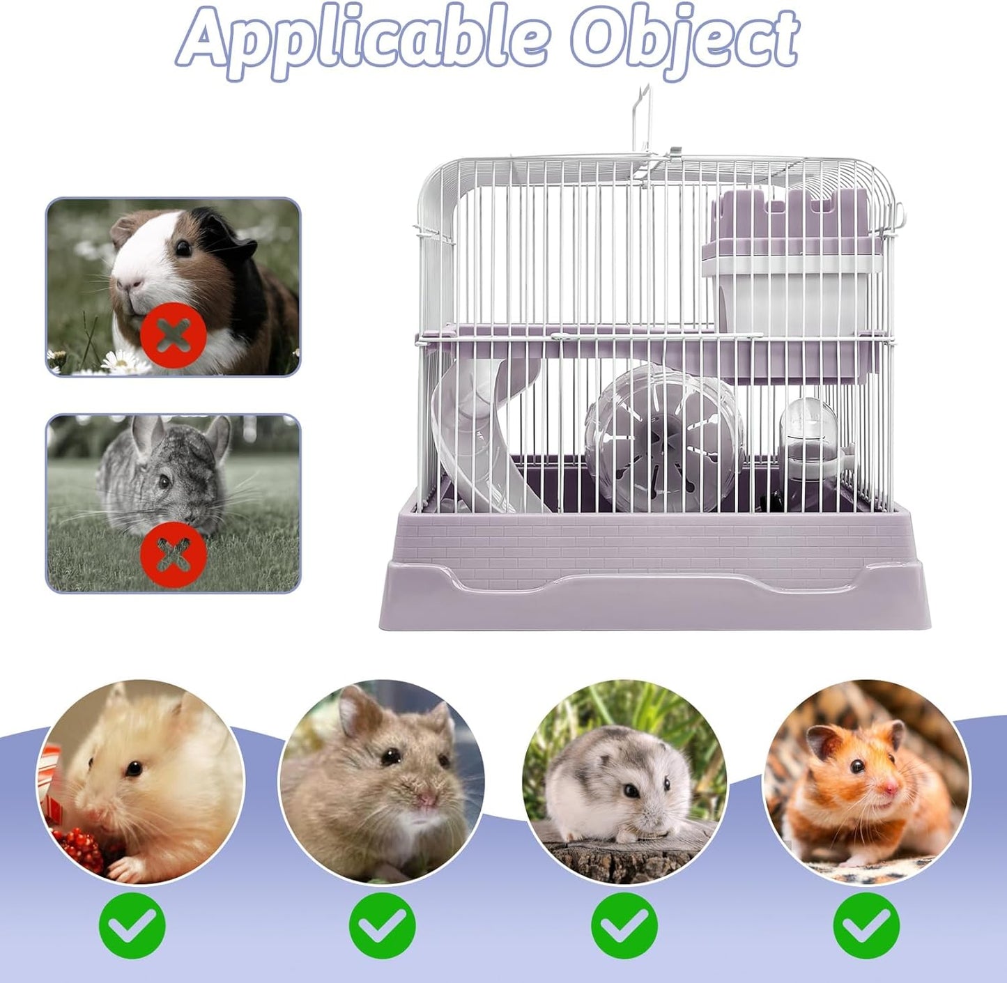 PINVNBY 2-Tier Dwarf Hamster Cage, Hamster Travel Cage Portable Mouse Cage with Running Exercise Wheels, Water Bottle and Food Dish for Hamster Mouse Rat 11.7 * 8.7 * 9.38 in (Blue) - Pet Explorer