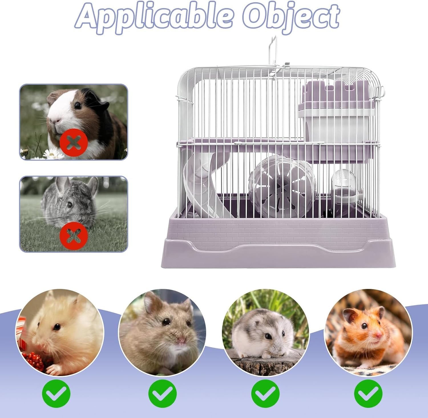 PINVNBY 2-Tier Dwarf Hamster Cage, Hamster Travel Cage Portable Mouse Cage with Running Exercise Wheels, Water Bottle and Food Dish for Hamster Mouse Rat 11.7 * 8.7 * 9.38 in (Blue) - Pet Explorer