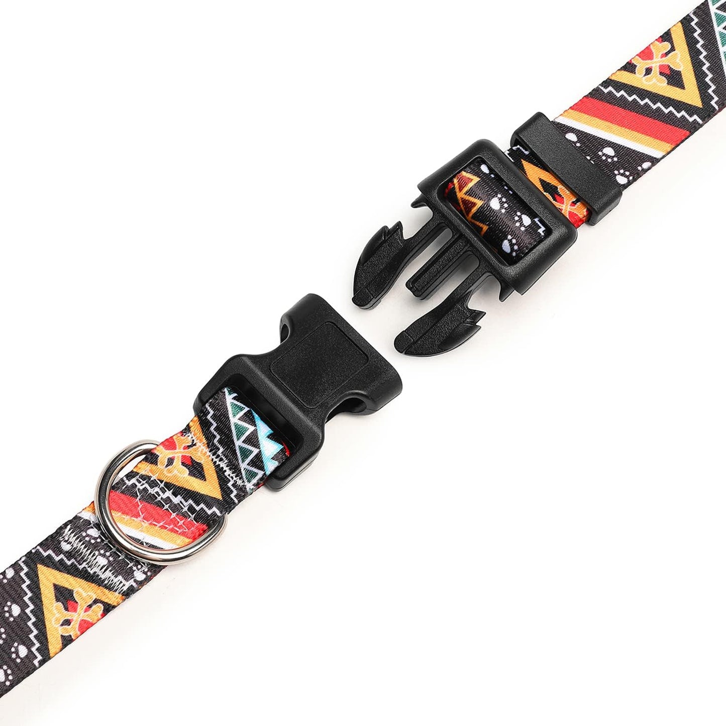 Mercano Adjustable Dog Collar - Special Design Patterns, Soft Nylon Comfortable Durable Pet Collar for Small Medium Large Dogs (M, Ethnic Gold)