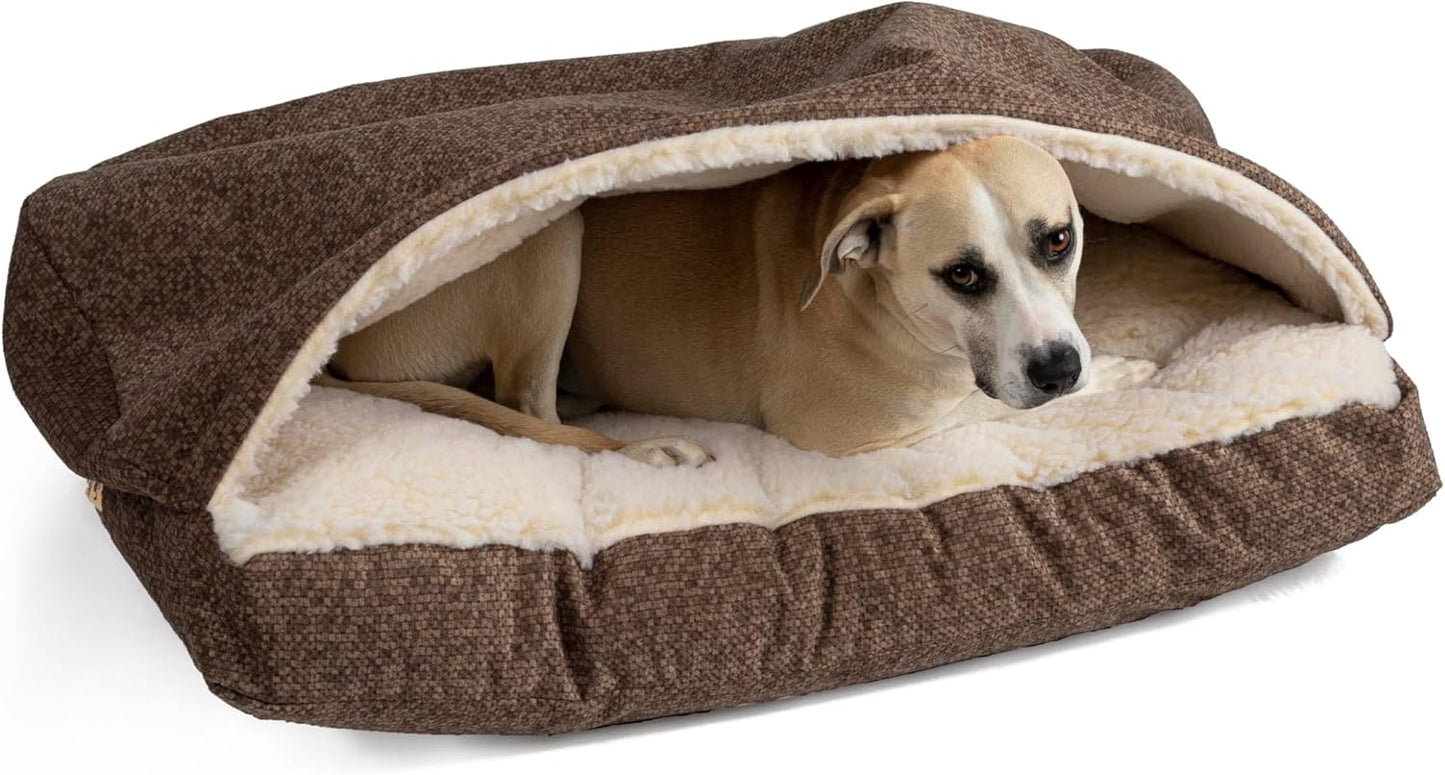 Snoozer Pet Products Luxury Rectangle Cozy Cave Dog Bed with Microsuede, Showdog Collection, Extra Large, Merlin Camel - Pet Explorer