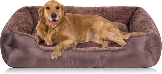 Dog Beds for Large Dogs, Breathable Dog Bed with Durable Fabric, Rectangle Washable Pet Bed, Warming Pet Bolster Couch - Pet Explorer