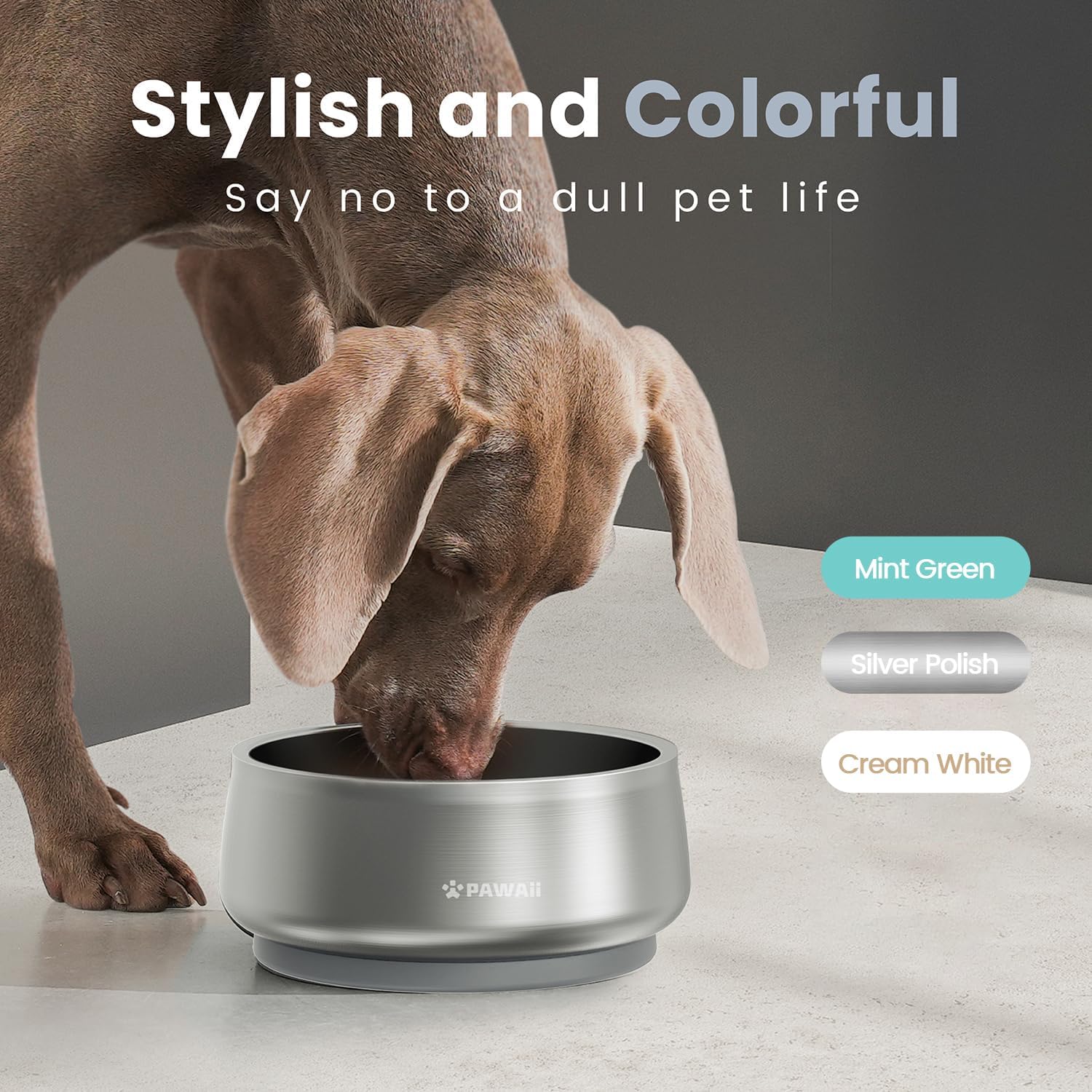 Pawaii Stainless Steel Dog Bowl with Non-Slip Rubber Base & Double Wall Insulation - Durable Design | Includes ID Tag | Dishwasher Safe Food & Water Bowl for All Dogs (68oz) - Pet Explorer