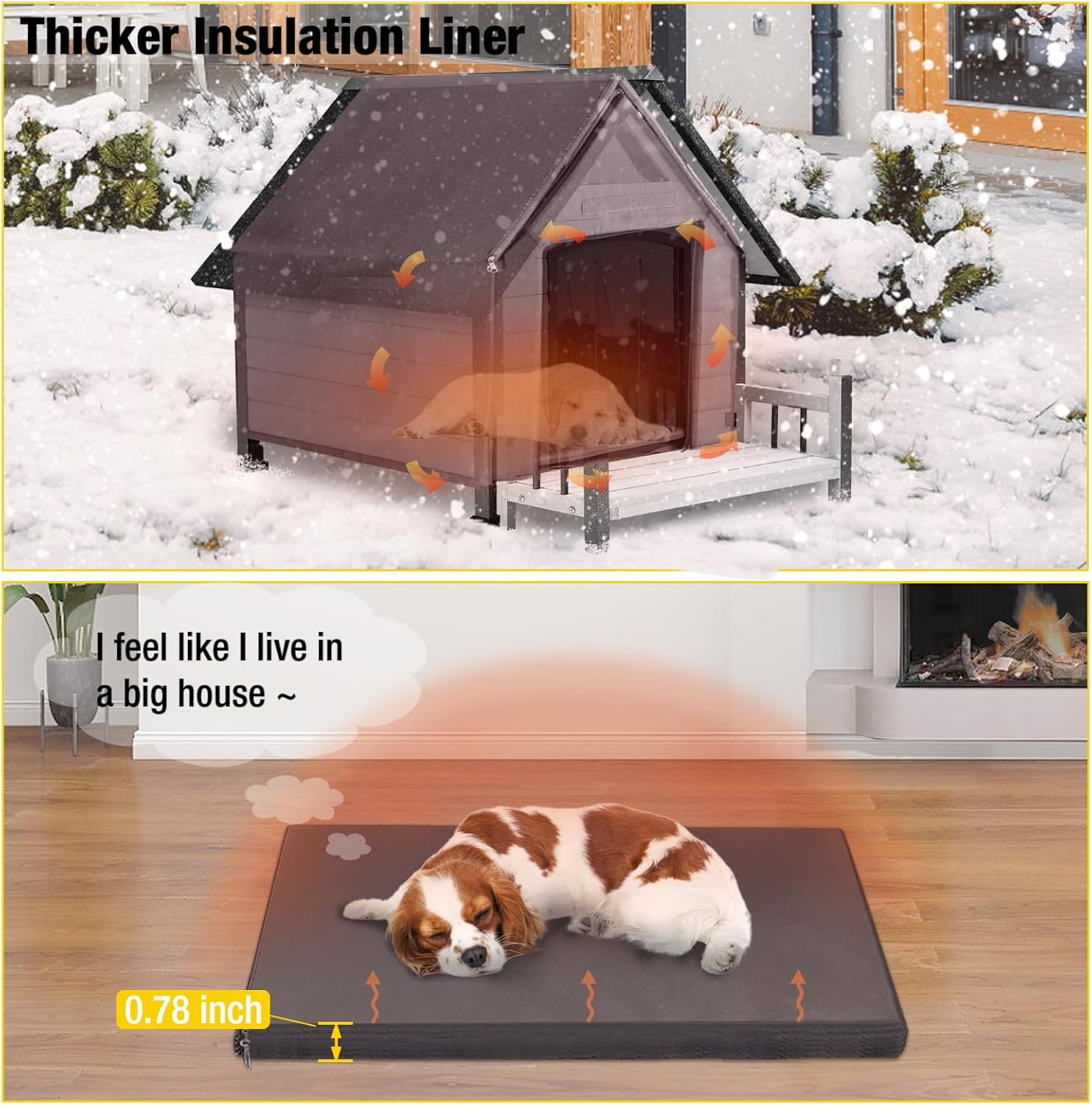 Aivituvin Dog House Outdoor With Metal Frame, Insulated Dog Kennel Outside for Small To Medium Breed, 45" Weatherproof Large Dog Shelter with Anti-Chewing Iron Frame, White (45" D x 32.9" W x 32.6" H) - Pet Explorer