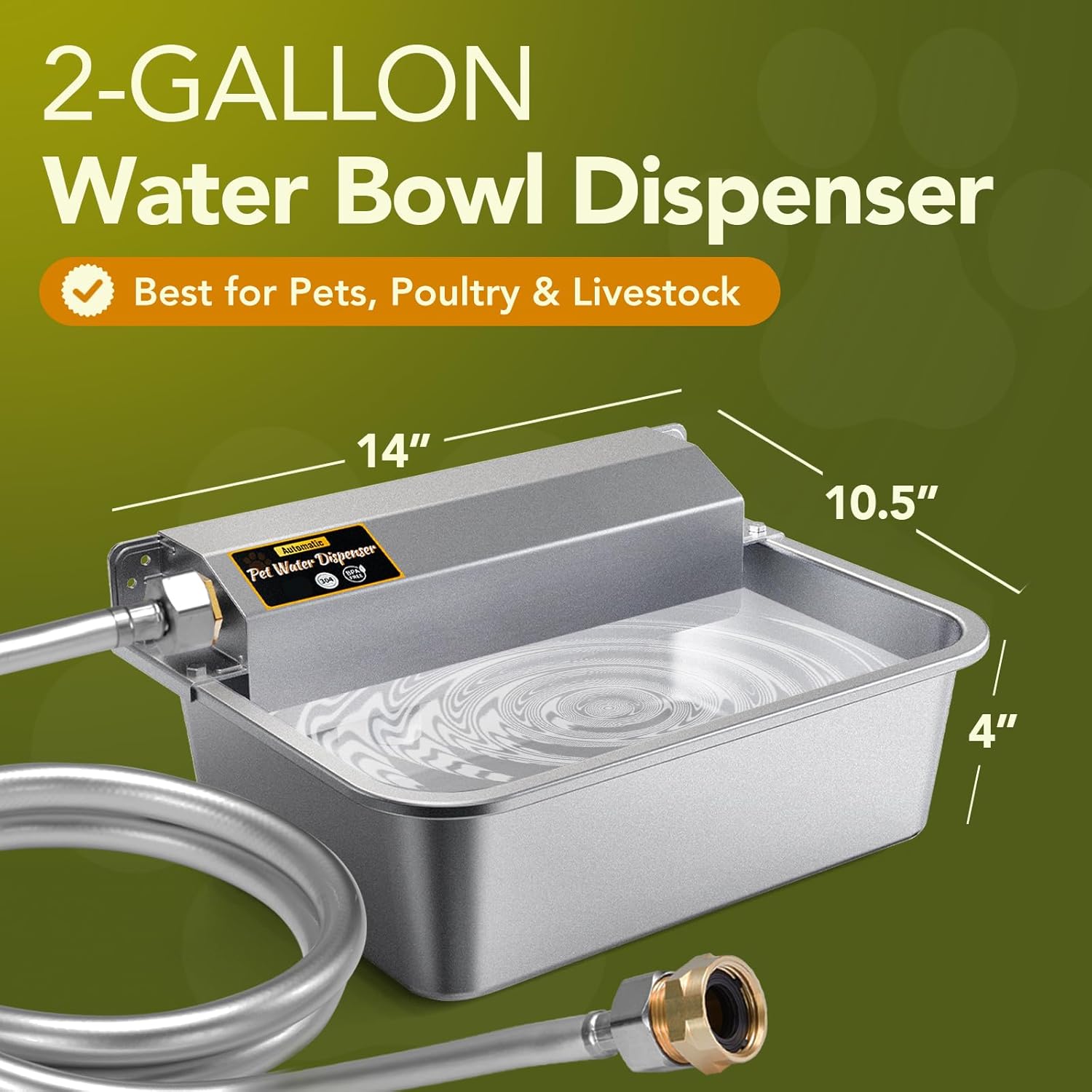 Automatic Water Dispenser for Dogs 2 Gallons, 304 Stainless Steel Dog Water Bowl Dispenser for Farm Chicken Pets Indoor&Outdoor Dog Waterer Feeder Fit 3/4'' GHT Faucet Auto Filling Wide Drinking Area - Pet Explorer