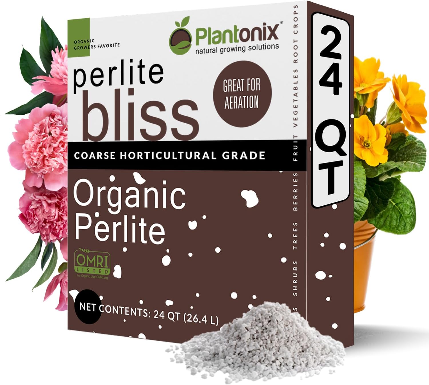 Perlite Bliss (24 Qts) - Organic Perlite for Plants - Coarse Perlite Bulk Soil Amendment - Chunky Perlite for Plants, Potting Soil, Garden Soil, & Coco Coir - Horticultural Perlite for Gardening - Pet Explorer