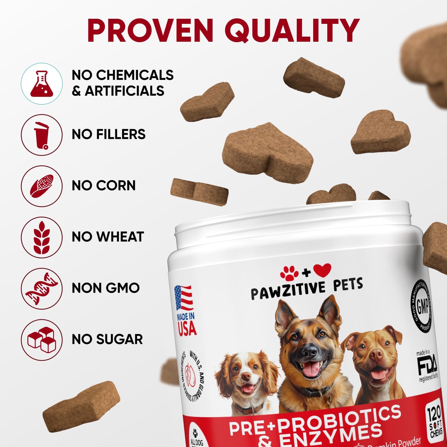 Probiotics for Dogs Digestive Health - Probiotic Chews for Gut Health, Itchy Skin Yeast, Diarrhea - USA Product - Immune Support Supplement - Dog Digestive Support & Allergy Relief Chews with Enzymes - Pet Explorer