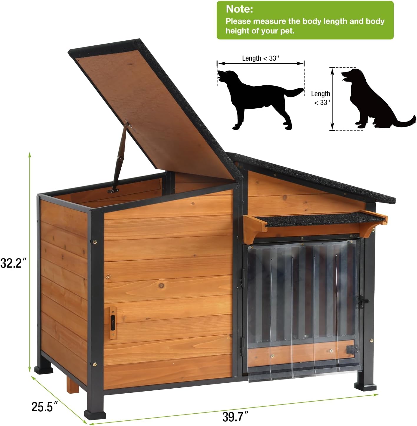 Dog House Outdoor with Bowls Weatherproof Dog Kennel with Anti-Chewing Iron Frame Dog Shelter for Small Medium Dogs - Pet Explorer