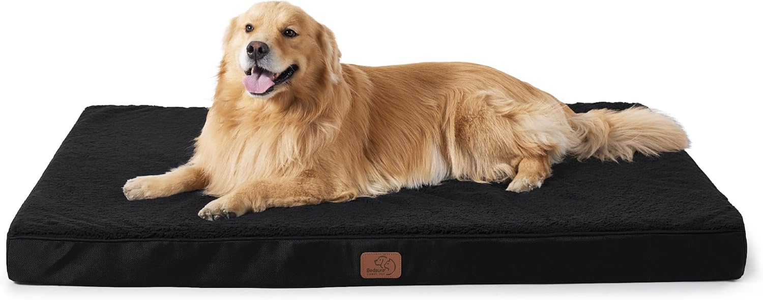 Bedsure XL Dog Beds Large Sized Dog -Orthopedic Flat Extra Large Pet Beds with Removable Washable Cover, Egg Crate Foam Mat, Suitable for Pet Up to 100 lbs - Pet Explorer