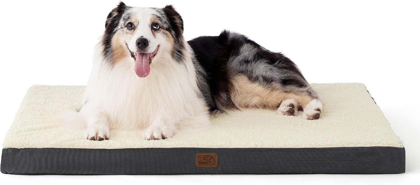 Bedsure XL Dog Bed for Crate - Large Orthopedic Flat Pet Beds with Removable Washable Cover, Egg Crate Foam Crate Mat, Suitable for Pet Up to 90 lbs - Pet Explorer