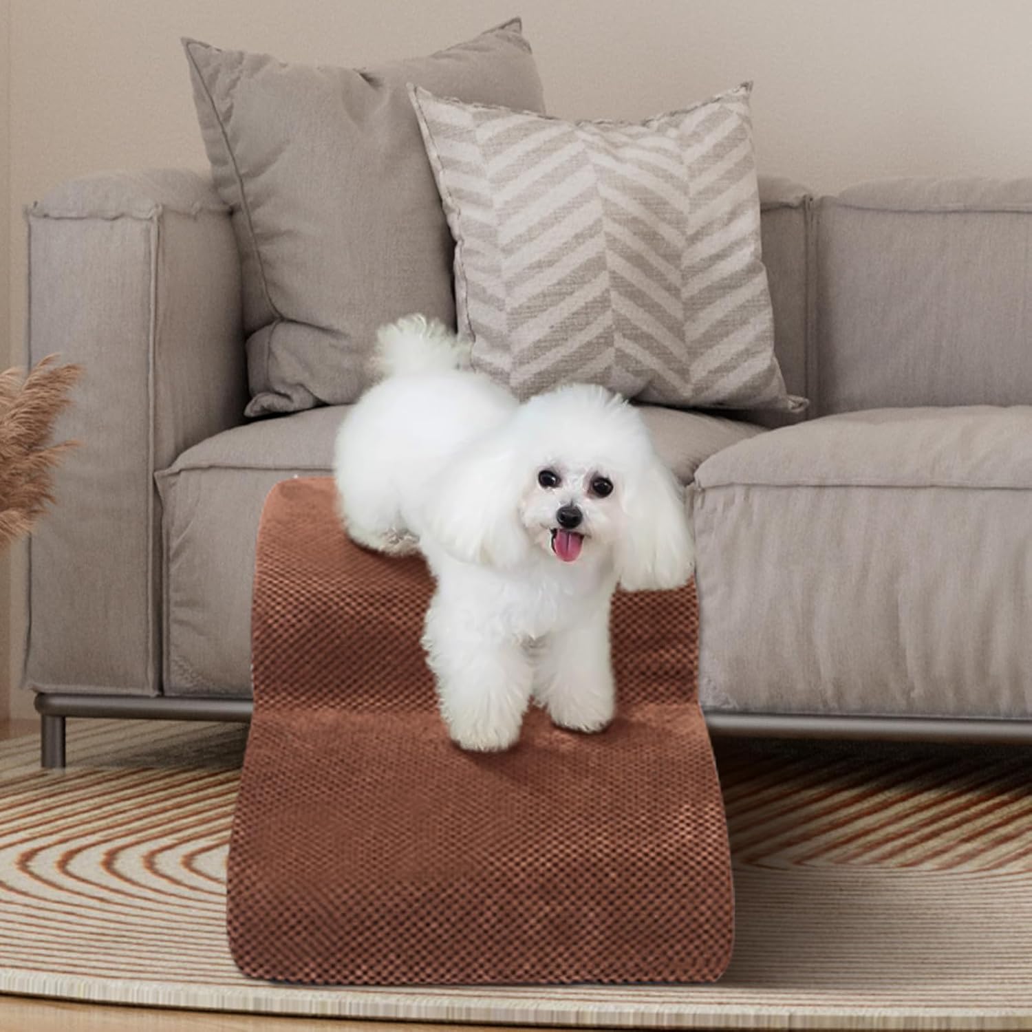 Dog Stairs for Small Dogs - High Density Foam Pet Steps, Extra Wide Dog Ramp with Non-Slip Bottom for High Beds, Couch and Sofa, Best for Dogs Injured, Older Doggy Cats - Pet Explorer