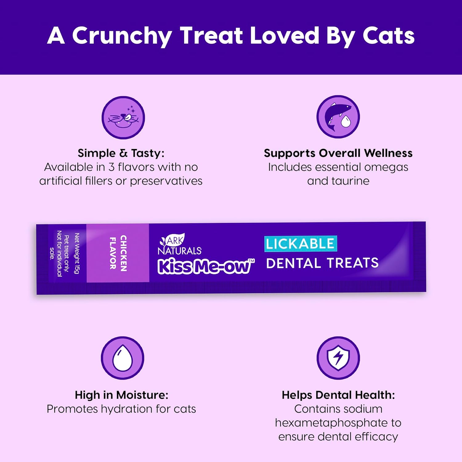 Ark Naturals Kiss Me-Ow Lickable Dental Cat Treats, Chicken Flavored, No Artificial Flavors, 2 Ounces (Pack of 6) - Pet Explorer