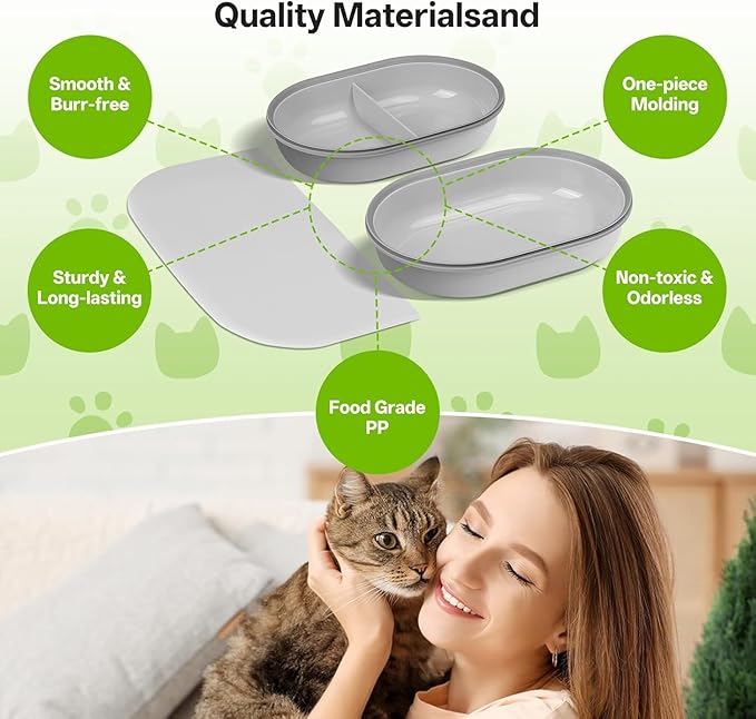 Cat Feeder Bowl, Pet Water Fountain with Ultra-Quiet Pump and 2 Bowl and 1 Mat (Brown)