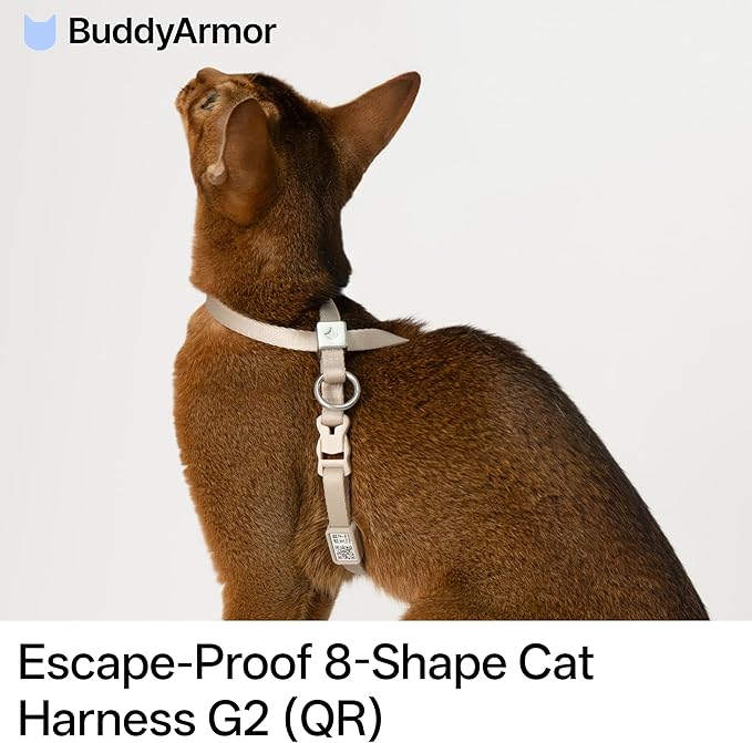 Escape Proof Cat Harness Anti-Choke Quick Release Adjustable QR Code Soft Nylon Durable Lightweight Figure 8 Cat Harness Anti Escape for Kitten Small Medium Large Cats (Sierra Blue, S)
