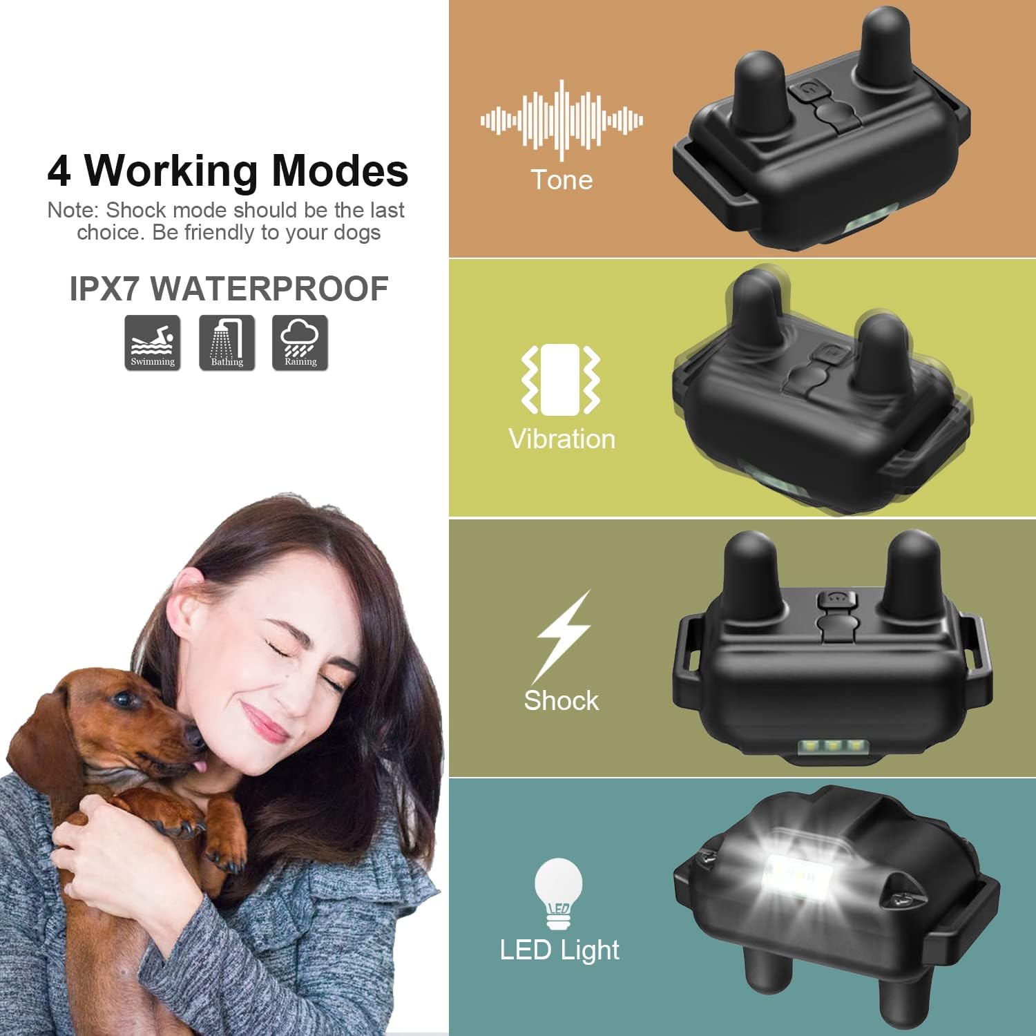 Electric Dog Training Collar with Remote 1640FT, E-Shock, Safe Training Modes, Rechargeable IP67 Waterproof Collars for 2 Dogs - Pet Explorer