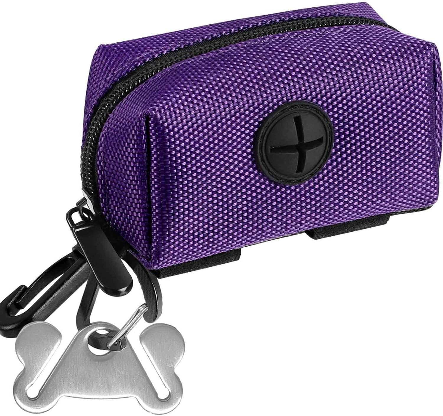 Dog Waste Bag Dispenser Pet Poop Bags Holder for Doggie Waste Bags Dispensers Soft Fabric Zipper Small Doggy Puppy Pouch for Leash Accessory Attachment with Carrier,Purple - Pet Explorer