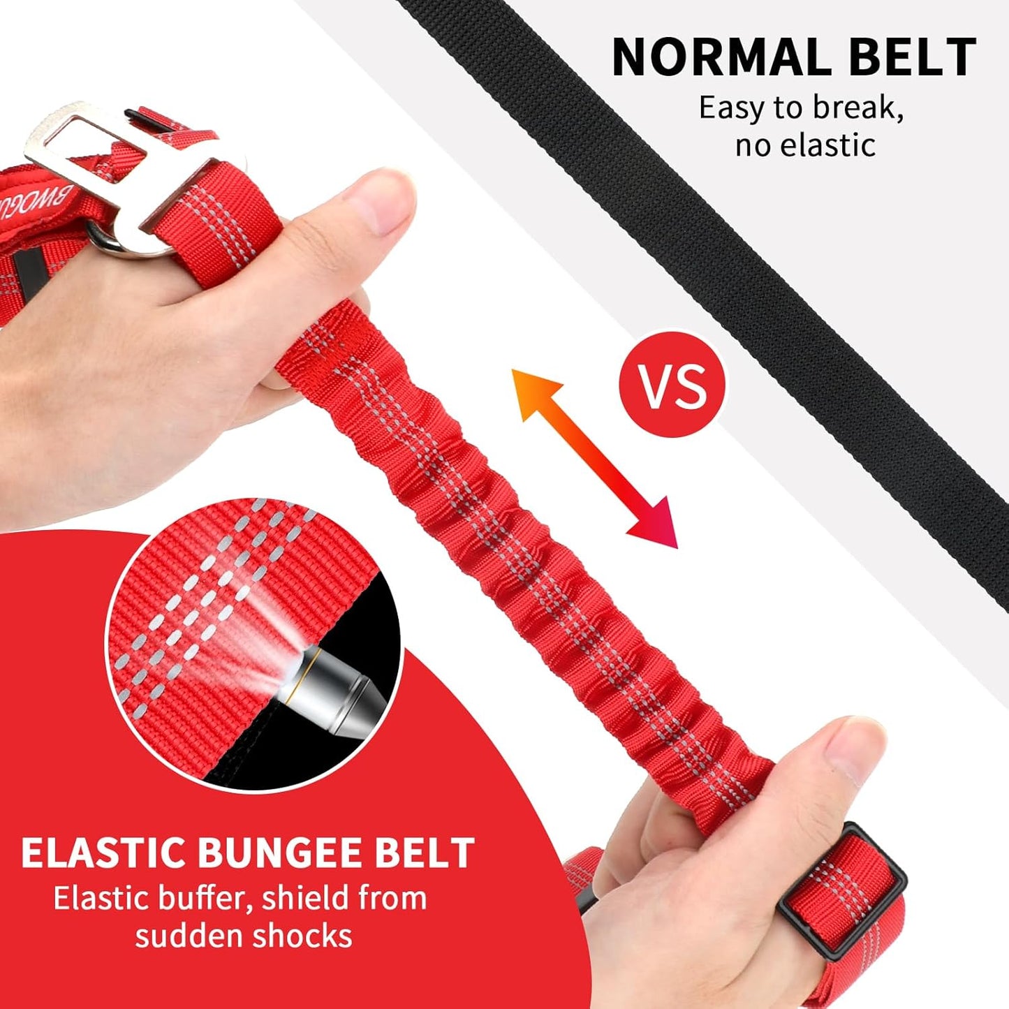 BWOGUE Pet Dog Cat Seat Belt Reflective Car Dog Headrest Restraint Leash Elastic Buffer Bungee Adjustable Tangle-Free Safety Leads Vehicle Seatbelt Harness for Small, Medium and Large Dogs (1 Pack) - Pet Explorer