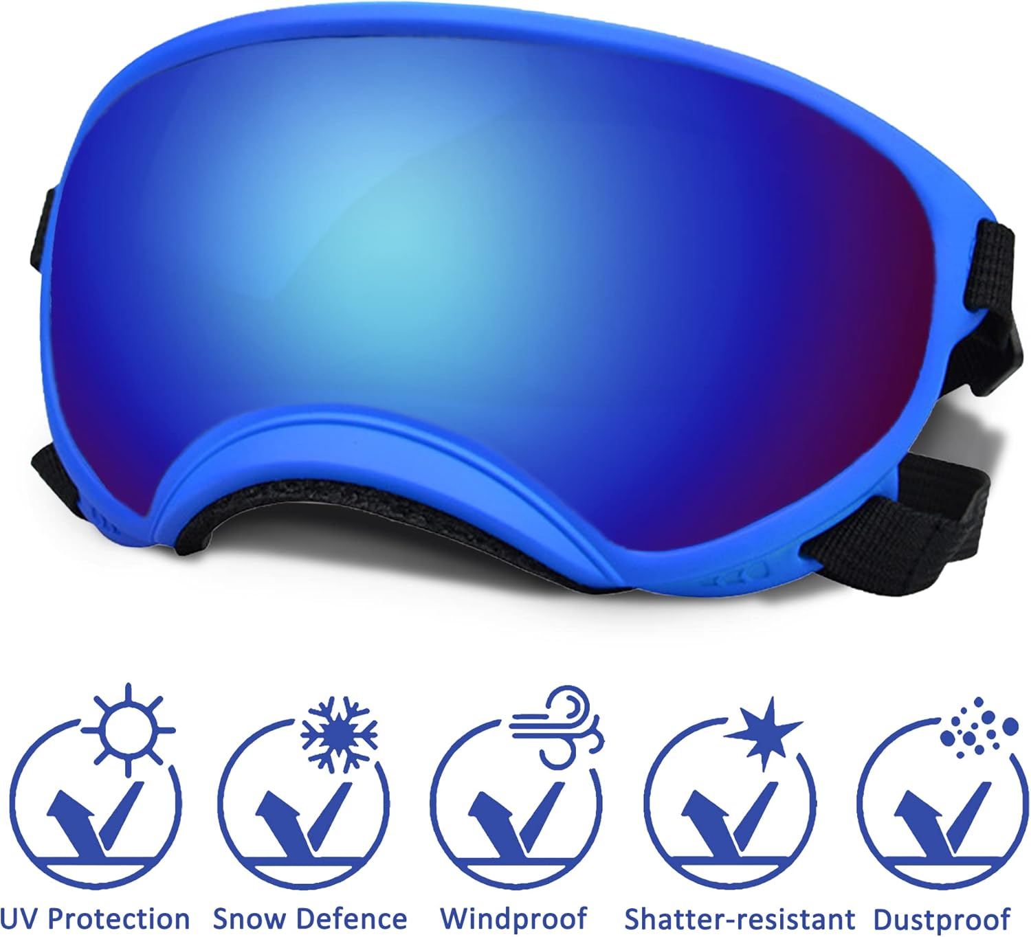 Large Dog Sunglasses with Adjustable Strap UV Protection, Winproof Dog Puppy Sunglasses, Suitable for Medium-Large Dog Pet Glasses, Dogs Eyes Protection(Colorful) - Pet Explorer