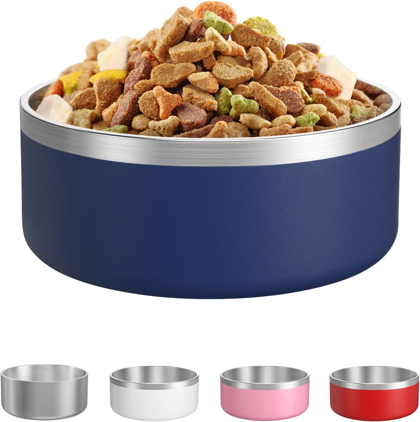 LIANLAI Dog Food Bowl, Rust-Resistant Stainless Steel Dog Bowls, Non-Slip Puppy Bowls Large Size, Spill Proof Puppy Water Dishes (Blue，64 oz) - Pet Explorer