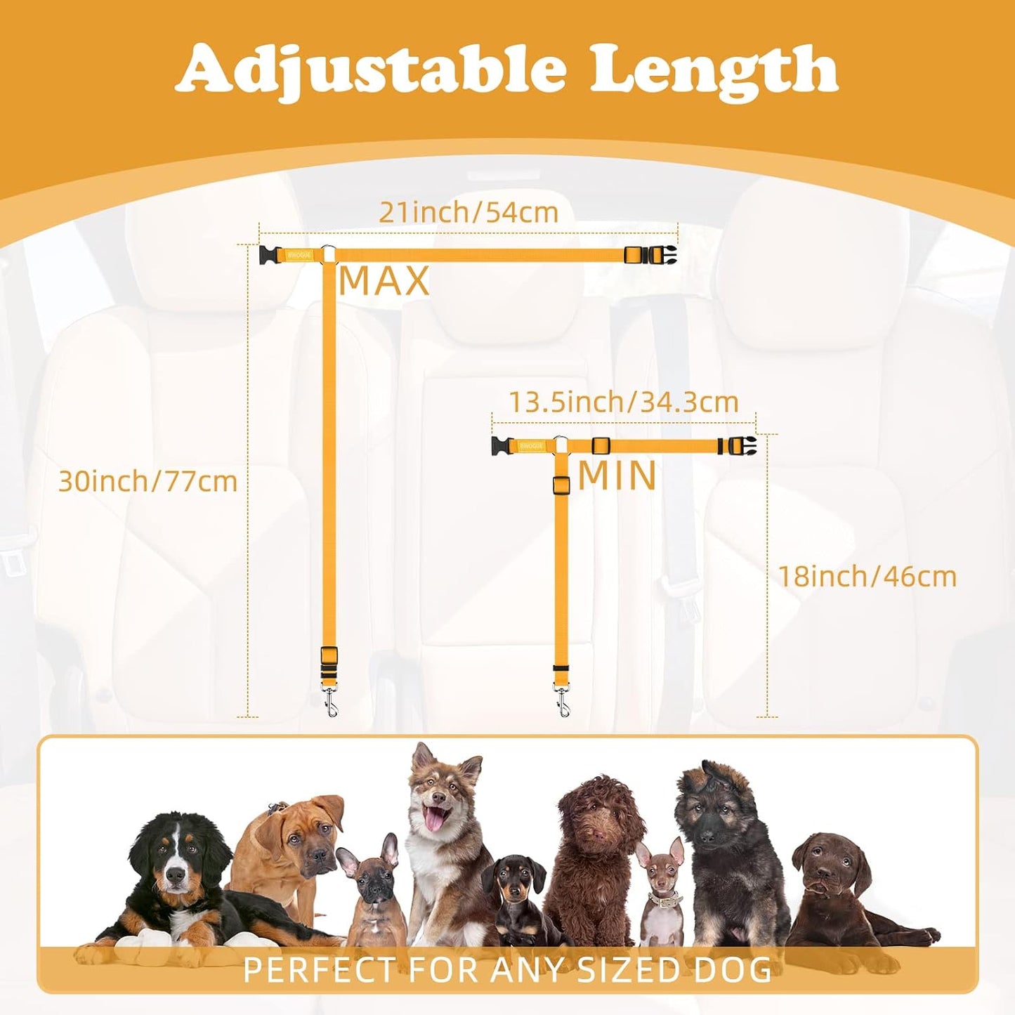 BWOGUE Pet Dog Cat Seat Belts, Car Headrest Restraint Adjustable Safety Leads Vehicle Seatbelt Harness (1 Pack) - Pet Explorer
