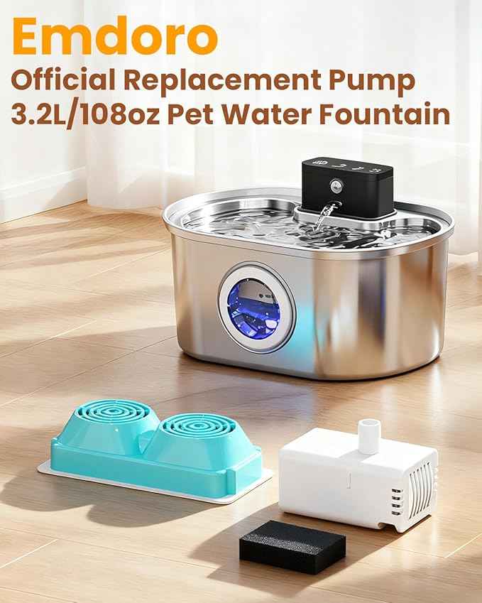 Cat Water Fountain Water Pump - Ultra Quiet Replacement Pump for 3.2L/108oz Cordless Cat Fountain Automatic Pet Water Dispenser