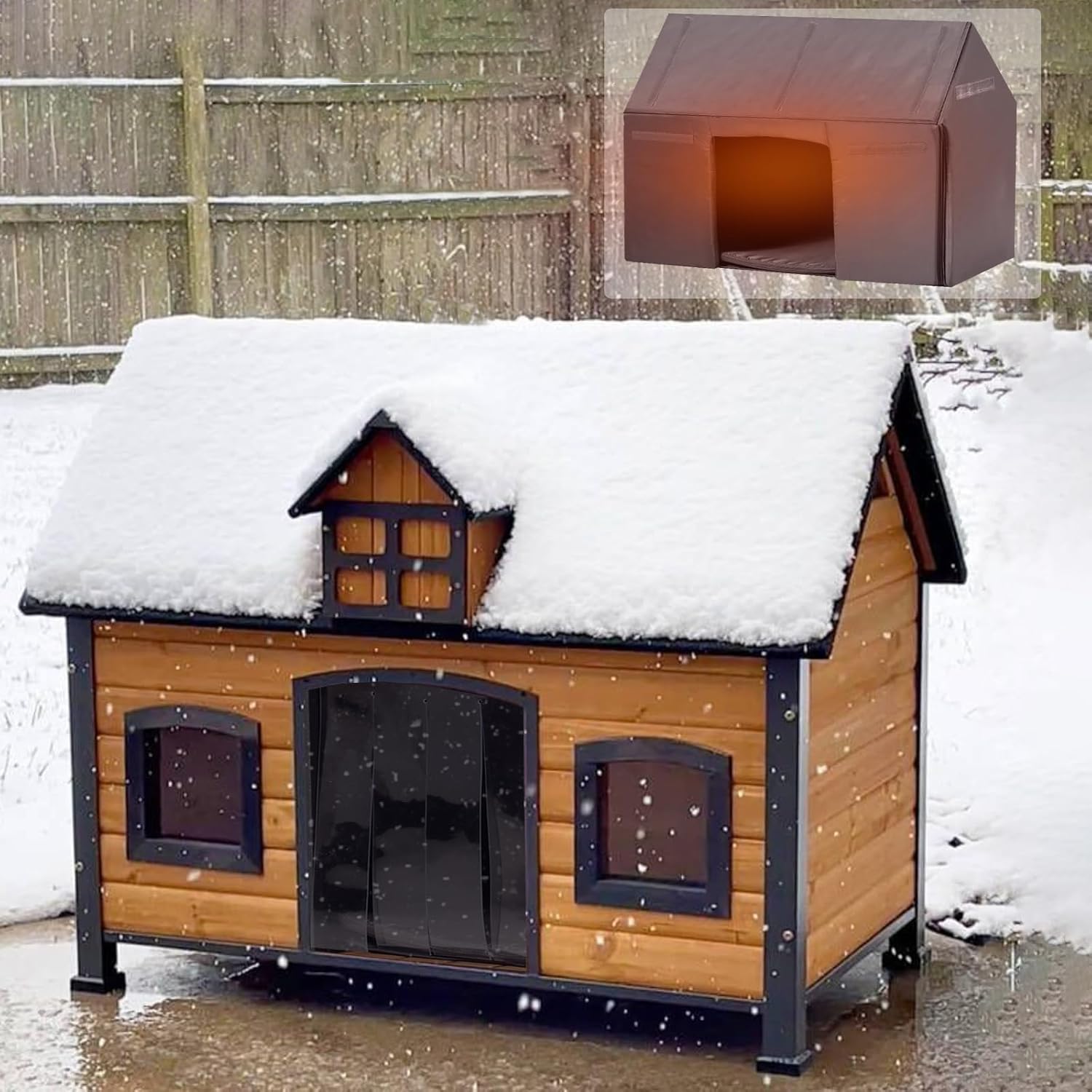 GUTINNEEN Dog House Outdoor with Strong Metal Frame Insulated Dog Kennel for Small Medium Large Dogs Puppy Cage for Winter Weatherproof - Pet Explorer