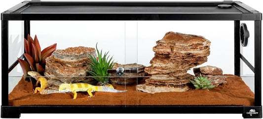 20 Gallon Reptile Tank, 30" x 12" x 12" Reptile Terrarium, Top Screen Ventilation, Sliding Door, Cable & Fogger Pass, Glass Enclosure for Bearded Dragon, Lizard, Gecko, Frog, Snake - Pet Explorer