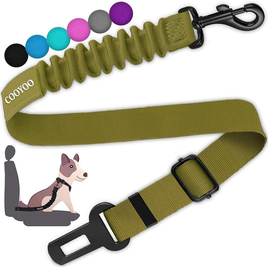 COOYOO Dog Seat Belt,Retractable Dog Car Harness Seat Belt for Car Adjustable Nylon Pet Safety Seat Belts Heavy Duty & Elastic Bungee Buffer - Pet Explorer