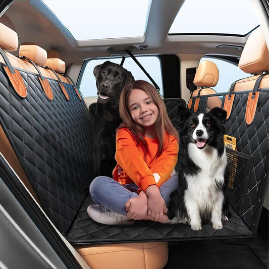 Back Seat Extender for Dogs Hard Bottom, Upgraded 7-Layer PU Leather Dog Car Seat Cover with Support 400lbs, Waterproof Dog Hammock Bed Backseat, Anti-Scratch Pet Seat Extender for Car, SUV, Truck - Pet Explorer